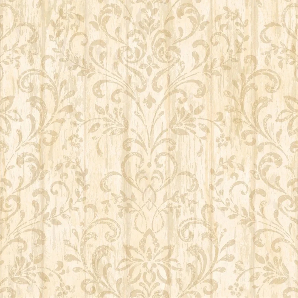 Wallpaper Reba Peach Country Faux Wood Damask